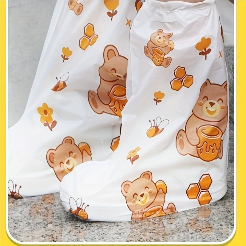 Cycling Commute Shoes - 10pc Bear Cartoon Printed Shoe Covers