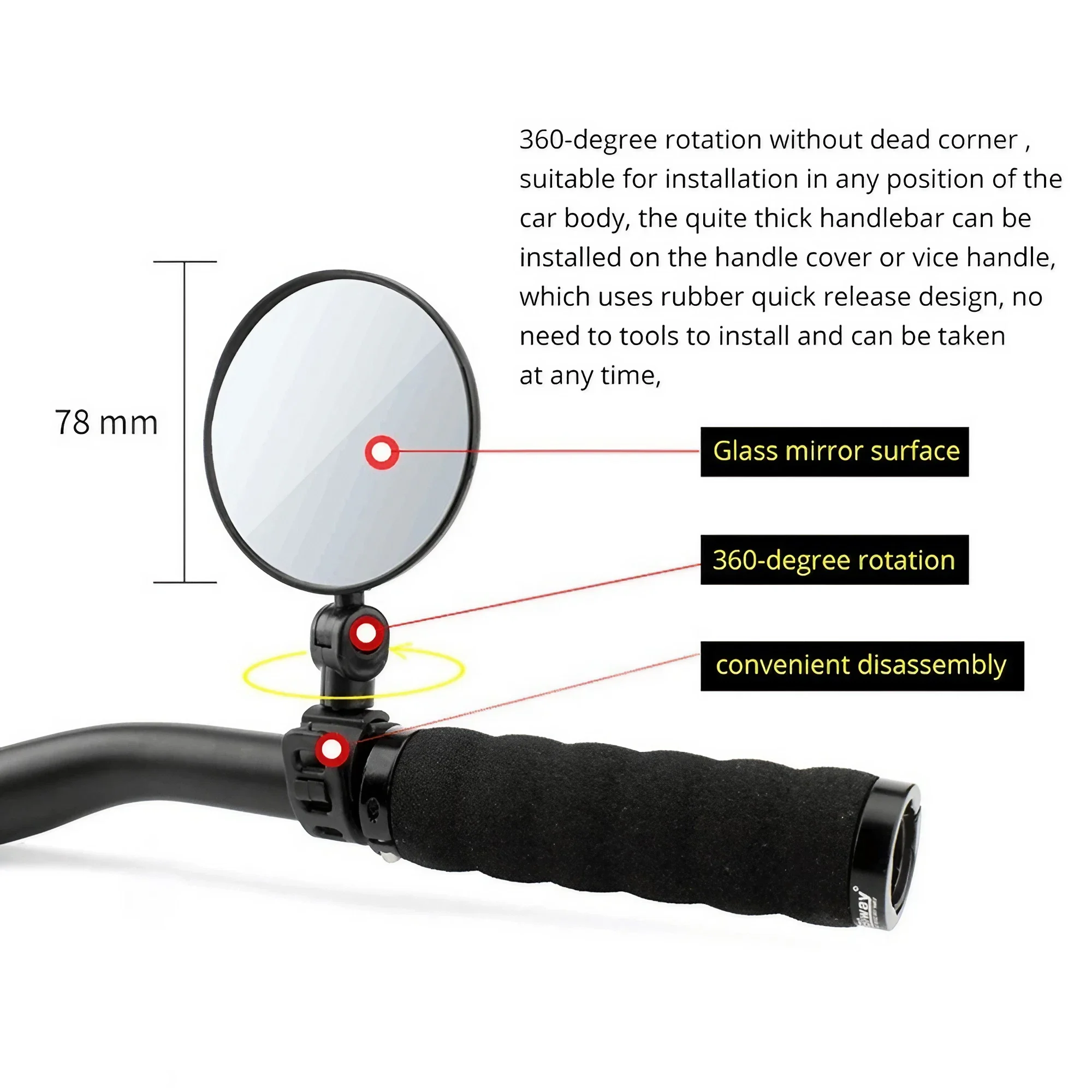Adjustable Bike Handlebar Rear - огляд і ціна Mirror Handlebar Convex